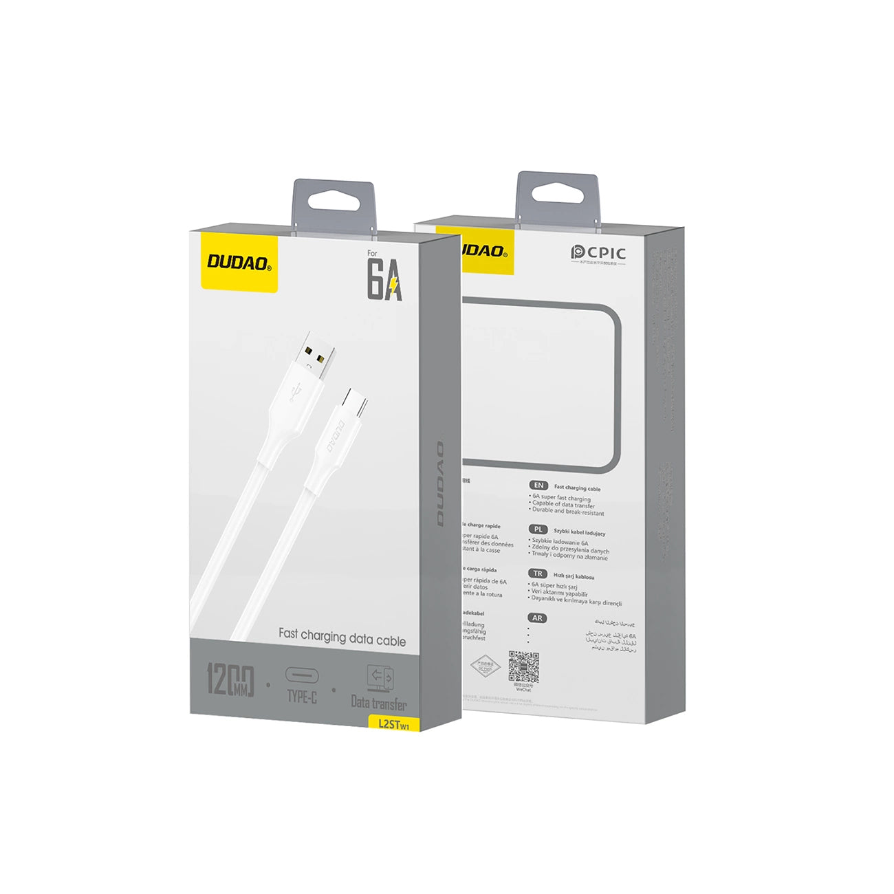 Daten- und Ladekabel USB-A - USB-C Dudao L2sT, 60W, 1.2m, Weiß