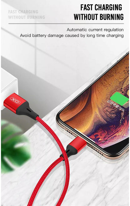 Daten- und Ladekabel USB-A - microUSB XO Design NB143, 18W, 2m, Rot