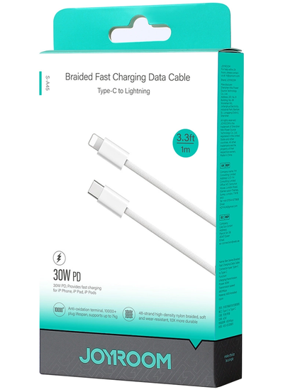 USB-C - Lightning Lade- und Datenkabel Joyroom S-A45, 30W, 1m, Weiß