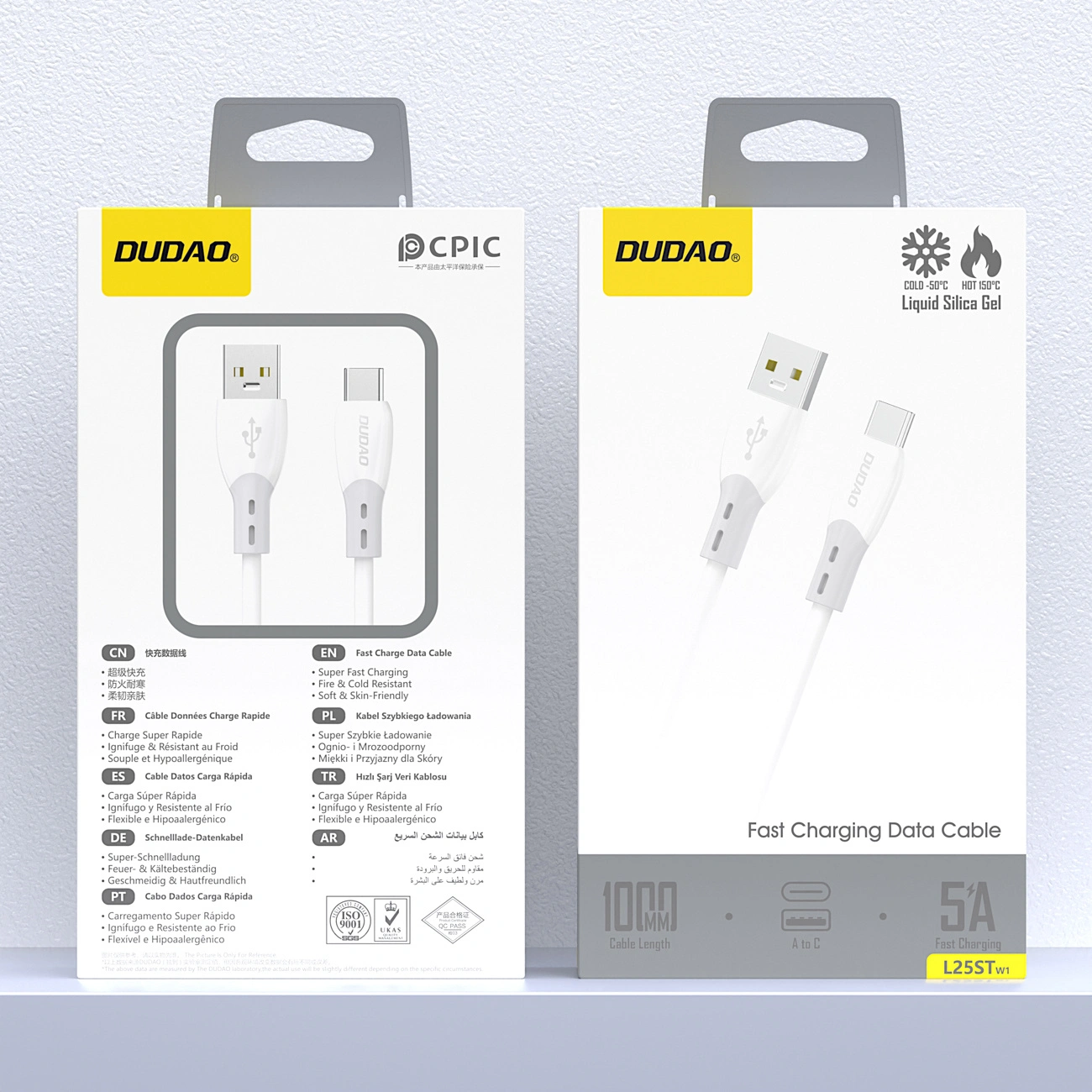 Daten- und Ladekabel USB-A - USB-C Dudao L25ST, 100W, 1m, Weiß