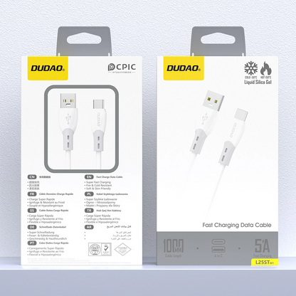 Daten- und Ladekabel USB-A - USB-C Dudao L25ST, 100W, 1m, Weiß