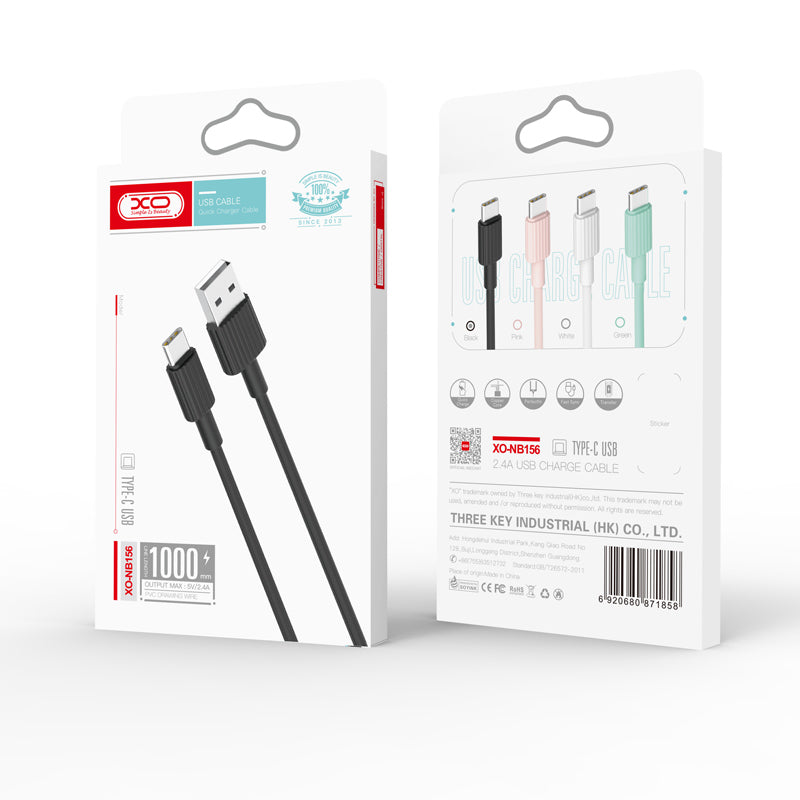 Daten- und Ladekabel USB-A - USB-C XO Design NB156, 18W, 1m, Schwarz