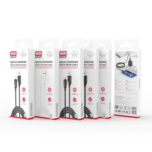 Daten- und Ladekabel USB-A - microUSB XO Design NB235, 18W, 1m, Weiß