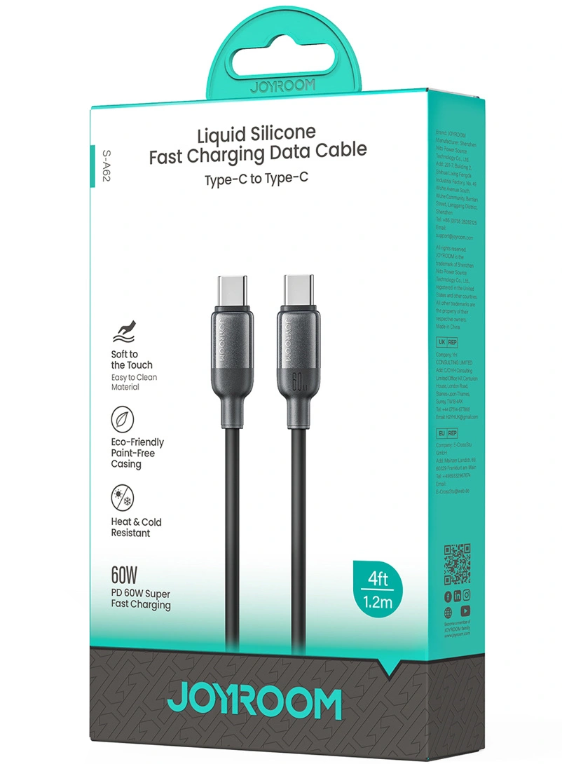 USB-C Data and Charging Cable - USB-C Joyroom S-A62 Lively, 60W, 1.2m, Black