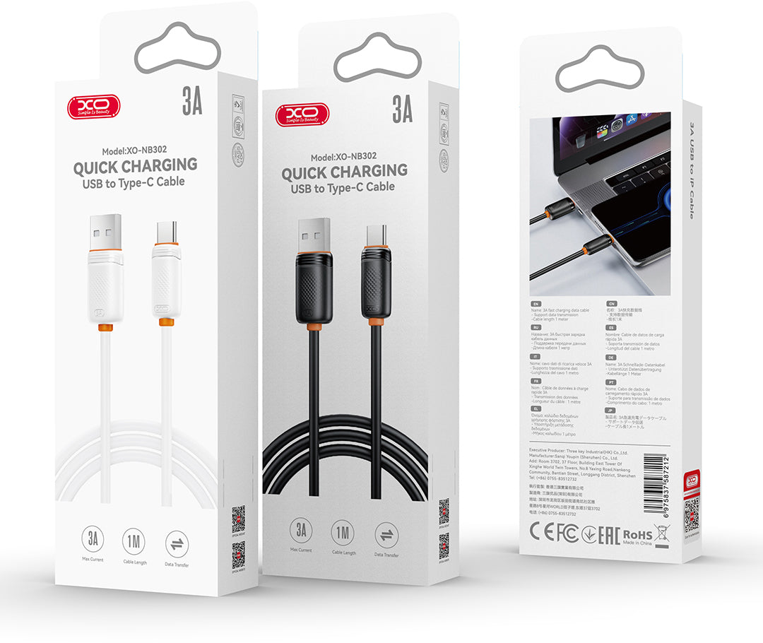 Daten- und Ladekabel USB-A - USB-C XO Design NB302, 18W, 1m, Weiß