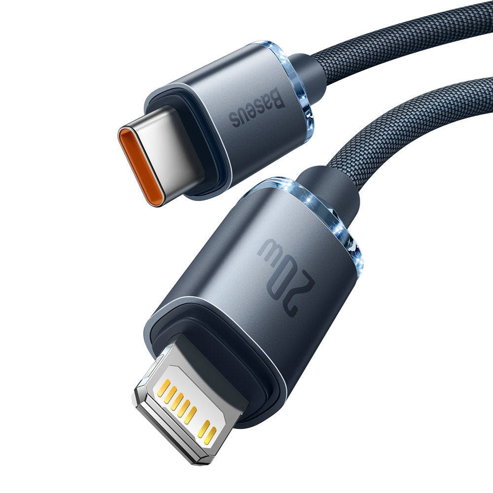 USB-C-Daten- und Ladekabel – Lightning Baseus Crystal Shine-Serie, 20 W, 1,2 m, Schwarz CAJY000201