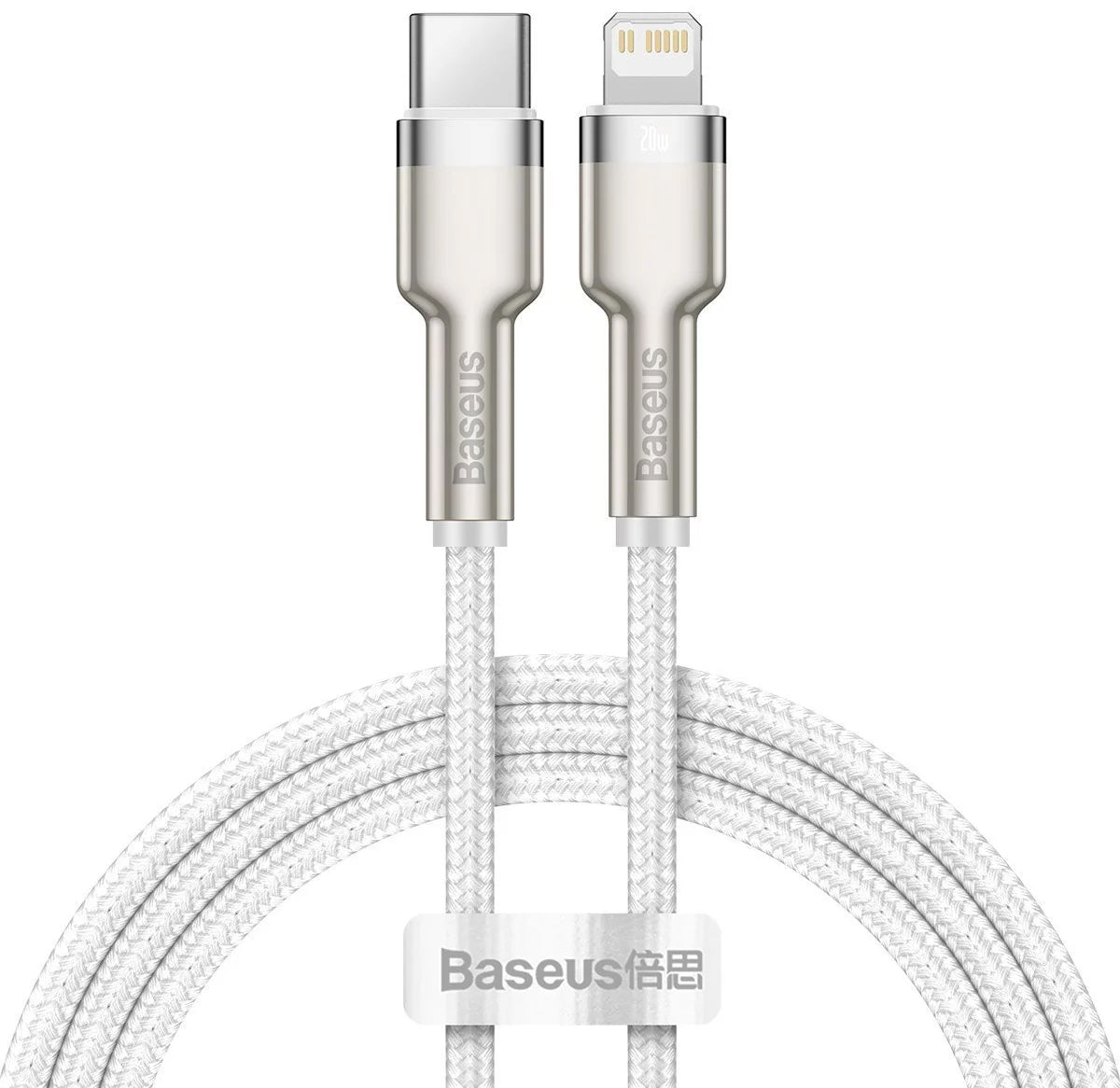 Daten- und Ladekabel USB-C – Lightning Baseus Cafule Metal Series, 20 W, 1 m, Weiß CATLJK-A02