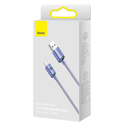 USB-A - USB-C Daten- und Ladekabel Baseus Crystal Shine Series, 100W, 2m, Lila CAJY000505