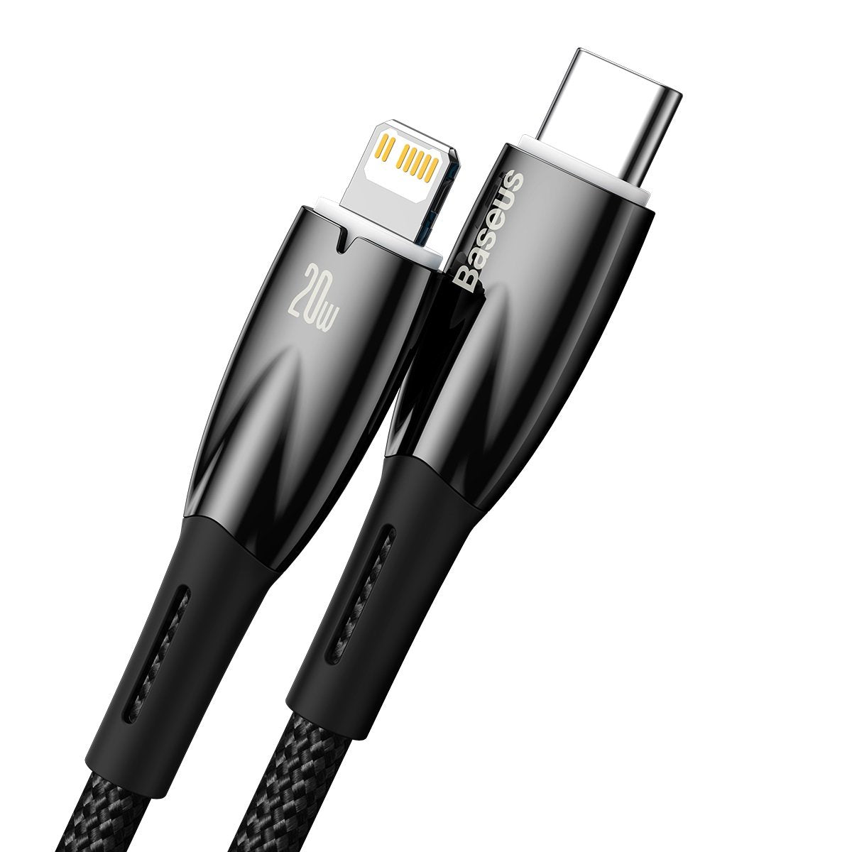 USB-C-Daten- und Ladekabel – Lightning Baseus Glimmer-Serie, 20 W, 1 m, Schwarz CADH000001