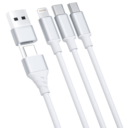USB-A / USB-C to Lightning / microUSB / USB-C 3MK Hyper 3in1 Charging Cable, 12W, 1.5m, White