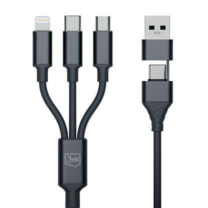 USB-A / USB-C – Lightning / microUSB / USB-C 3MK Hyper-Ladekabel, 12 W, 1,5 m, Schwarz