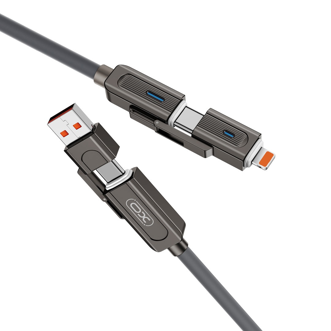 Daten- und Ladekabel USB-C / USB-A - USB-C / Lightning XO Design NB275, 60 W, 1 m, Schwarz