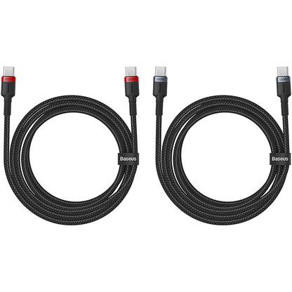 Daten- und Ladekabel USB-C - USB-C Baseus Coffee, 100 W, 1 m, Rot, 2er-Set