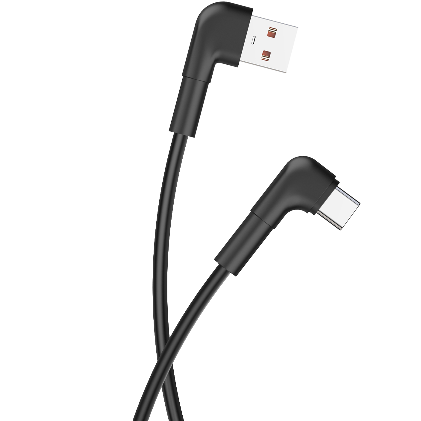 Daten- und Ladekabel USB-A - USB-C MaXlife MXUC-09 abgewinkelt, 60 W, 1 m, Schwarz