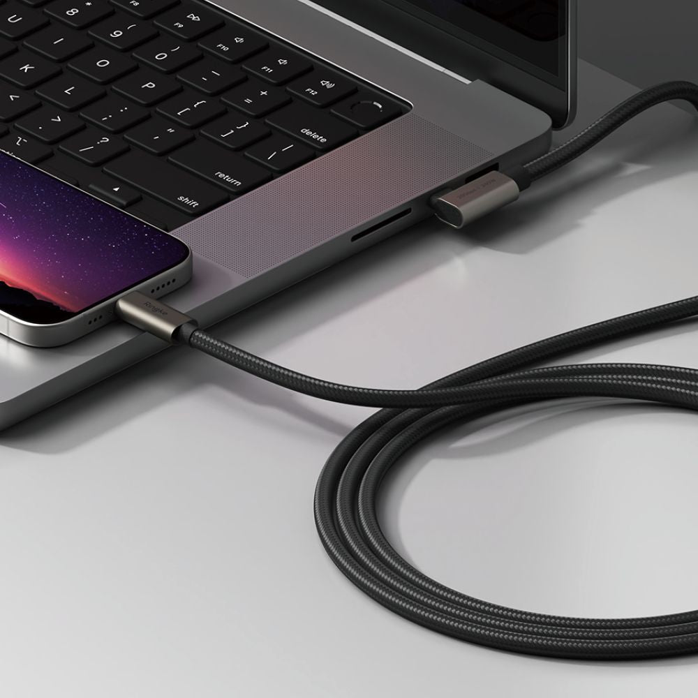 USB-C Data and Charging Cable - USB-C Ringke 2X2 Angled, 240W, 2m, Black