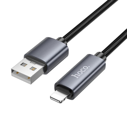 USB-A to Lightning Data and Charging Cable HOCO Display X112, 18W, 1m, Black