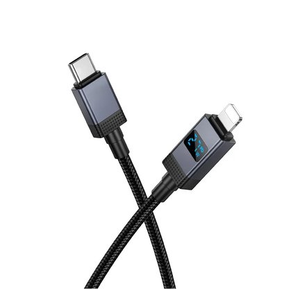 USB-C - Lightning Daten- und Ladekabel HOCO X118 Display, 27W, 1m, Schwarz