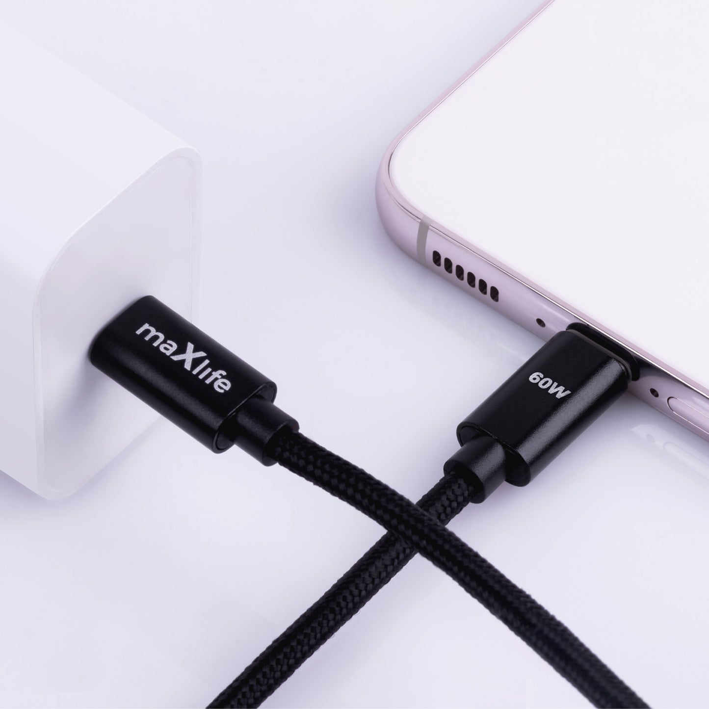 USB-C Daten- und Ladekabel - USB-C MaXlife MXUC-12, 60W, 2m, Schwarz