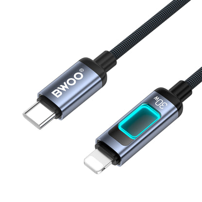 Daten- und Ladekabel USB-C - Lightning BWOO X324CL Display, 30W, 1m, Schwarz