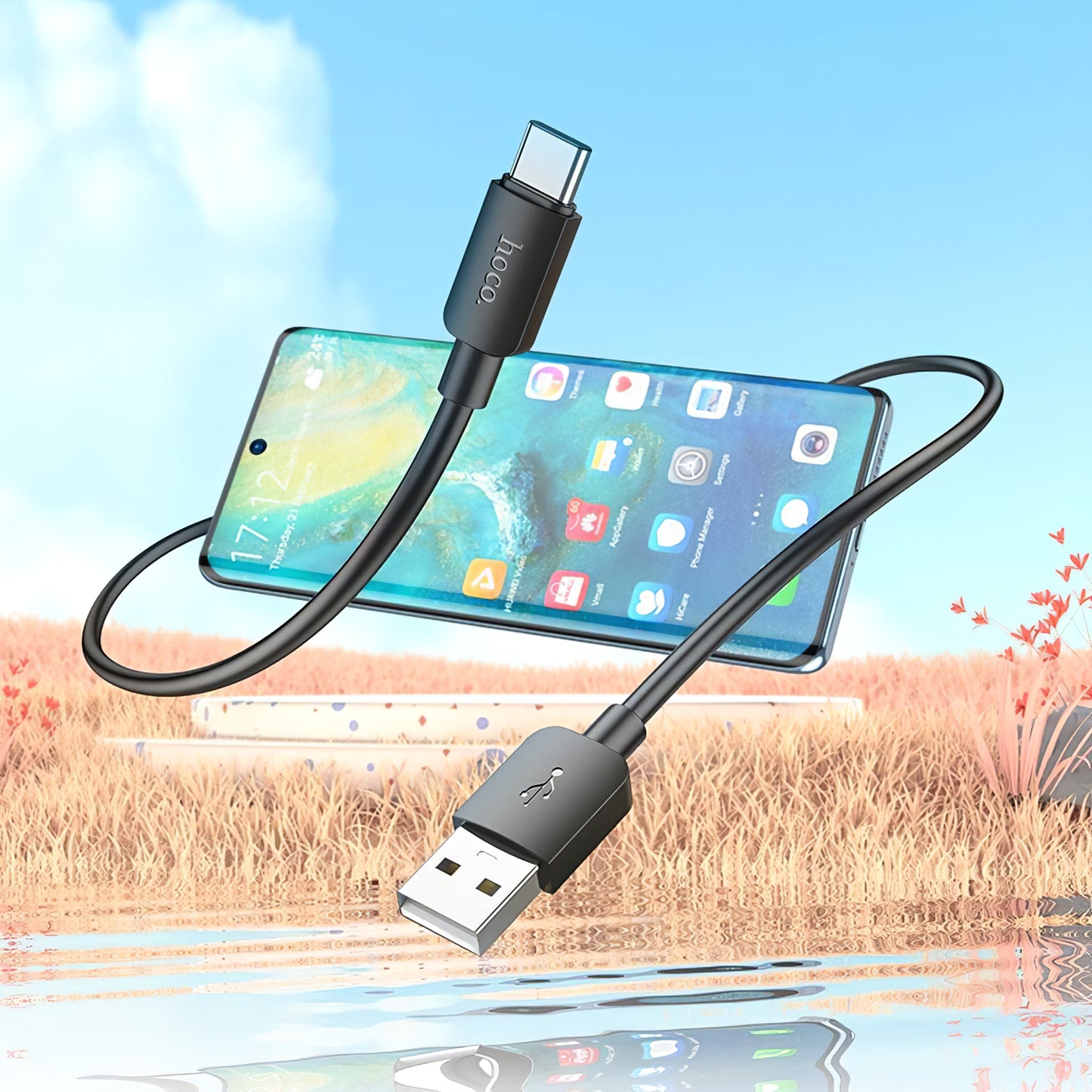 Daten- und Ladekabel USB-A - USB-C HOCO X96, 27W, 1m, Schwarz