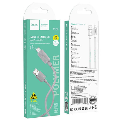 Daten- und Ladekabel USB-A - microUSB HOCO X107, 18W, 1m, Grau