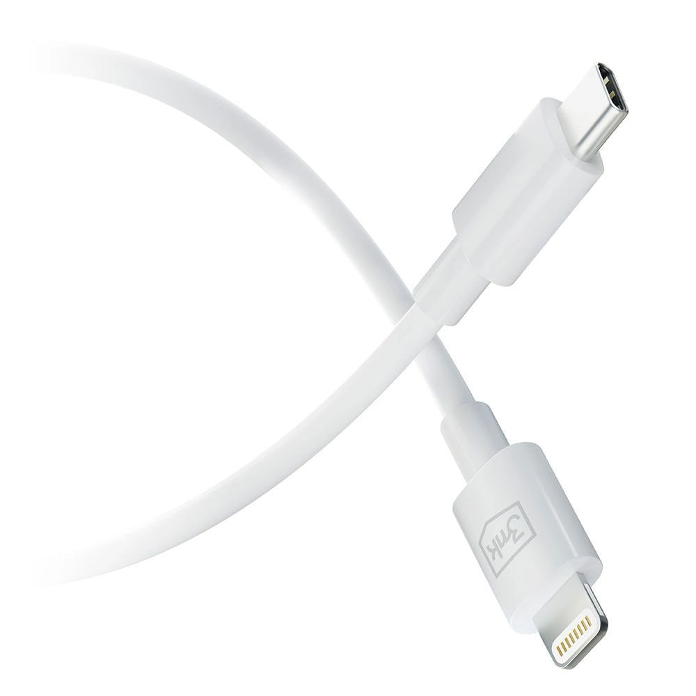 Daten- und Ladekabel USB-C – Lightning 3MK Hyper, 20 W, 1,2 m, Weiß