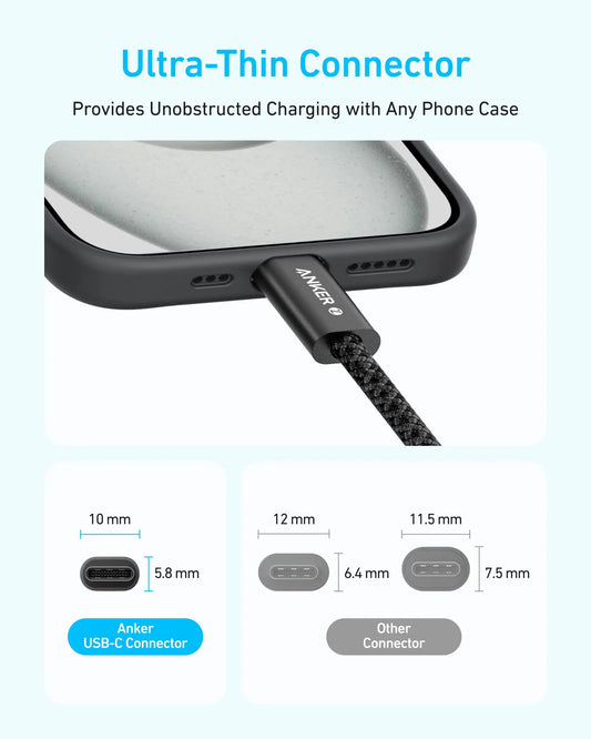 USB-C Daten- und Ladekabel - USB-C Anker Zolo, 240W, 1m, Schwarz A8060H11