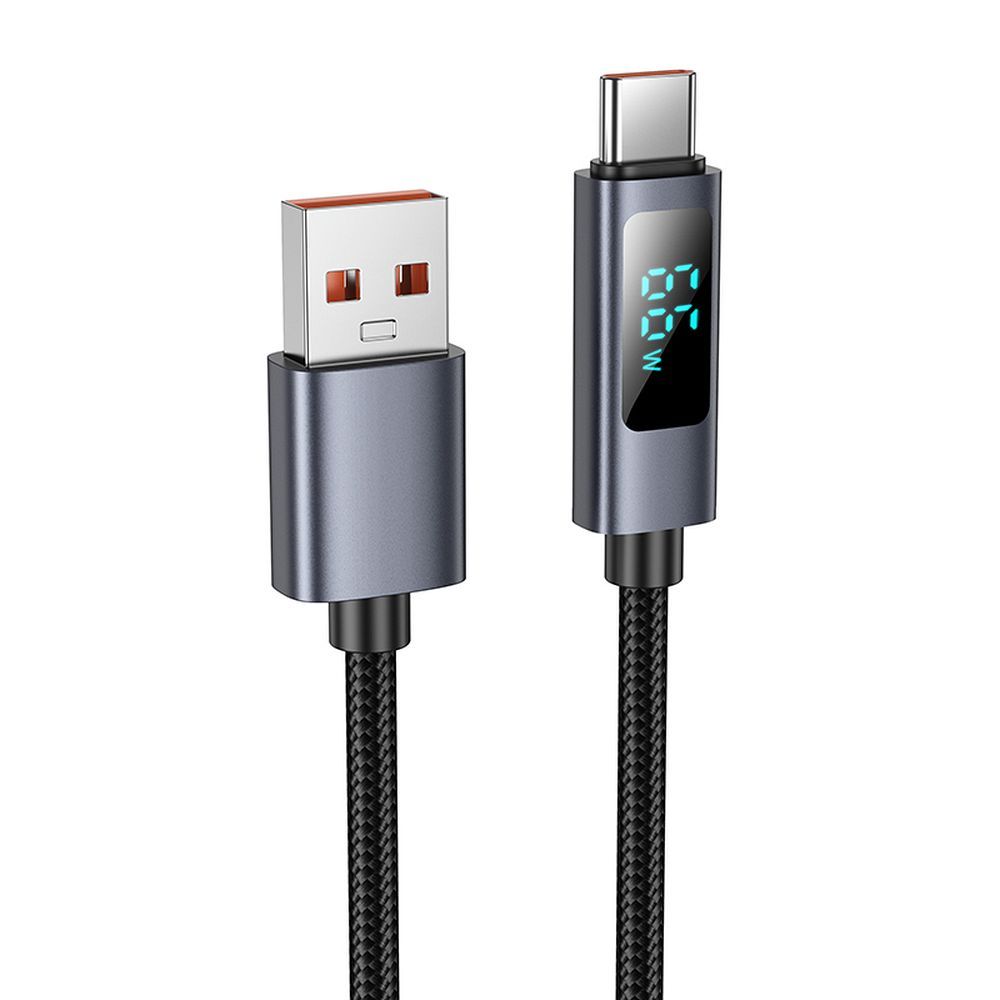 Daten- und Ladekabel USB-A - USB-C HOCO Display X112, 100W, 1m, Schwarz