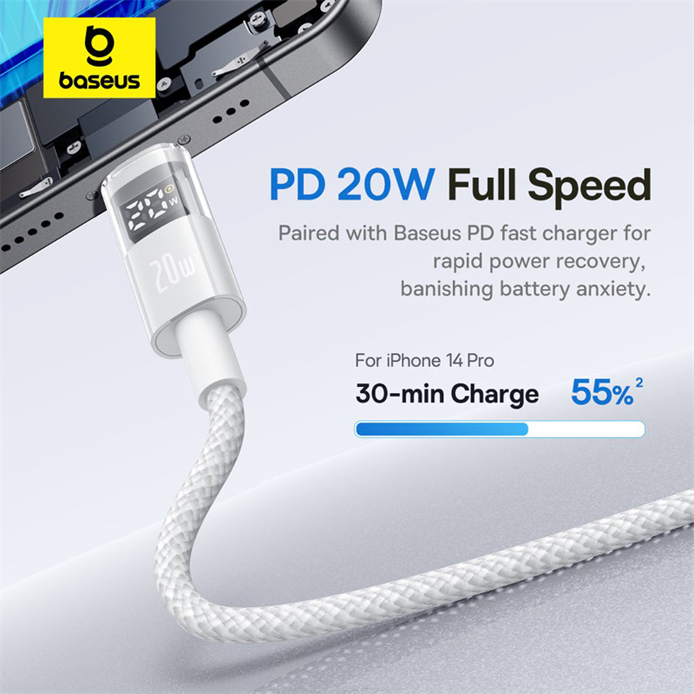 USB-C to Lightning Baseus Display 2 Data and Charging Cable, 20W, 2m, White P10382703211-01