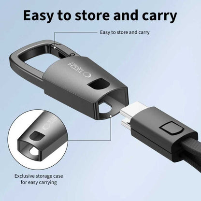 USB-C Daten- und Ladekabel - USB-C Tech-Protect Ultraboost DNA Schlüsselanhänger, 60W, 0,17m, Grau