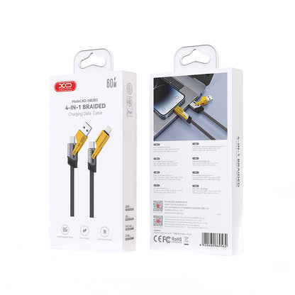 Daten- und Ladekabel USB-A / USB-C - Lightning / USB-C XO Design NB283, 60W, 1m, Grau