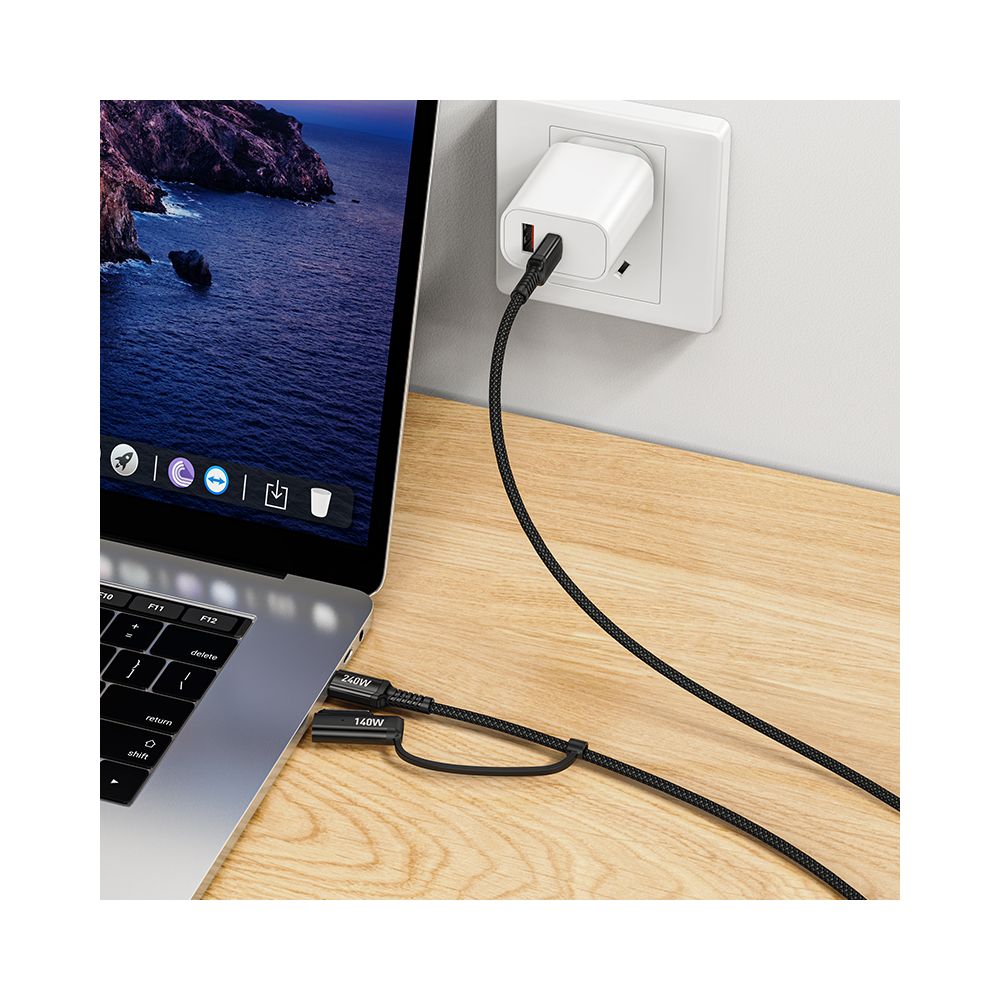Ladekabel HOCO U142, USB-C - USB-C / MagSafe 3, 240W, 1.8m, Schwarz