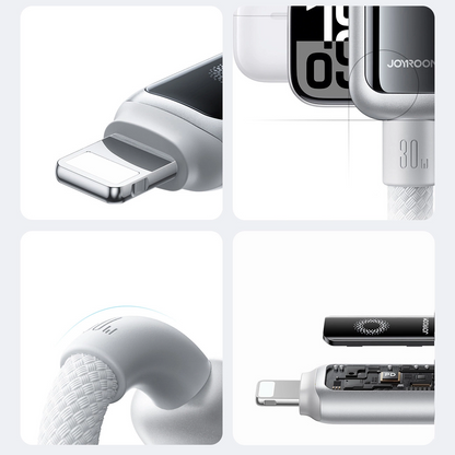 USB-C - Lightning Lade- und Datenkabel Joyroom S-A55 StarFlight Display, 30W, 1,2m, Weiß