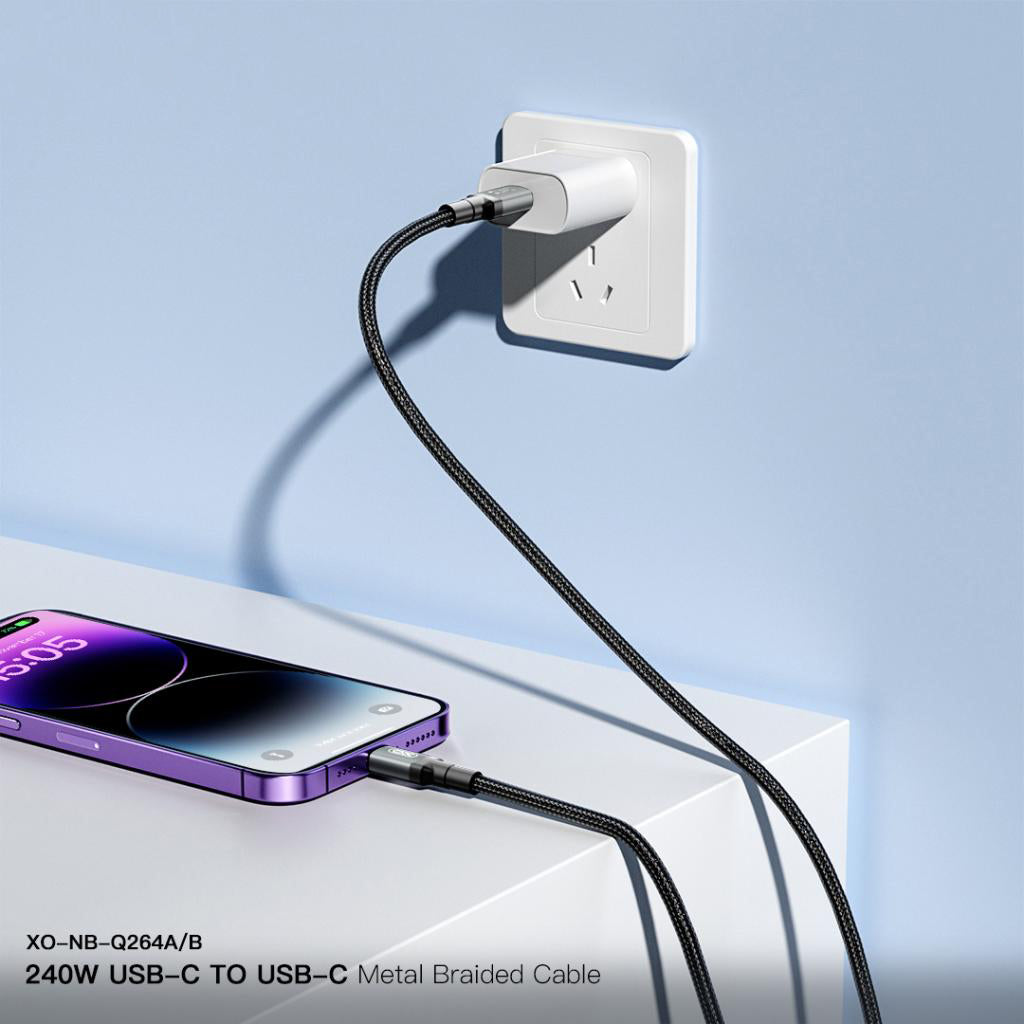 USB-C Daten- und Ladekabel - USB-C XO Design NB-Q264A, 240W, 1m, Schwarz