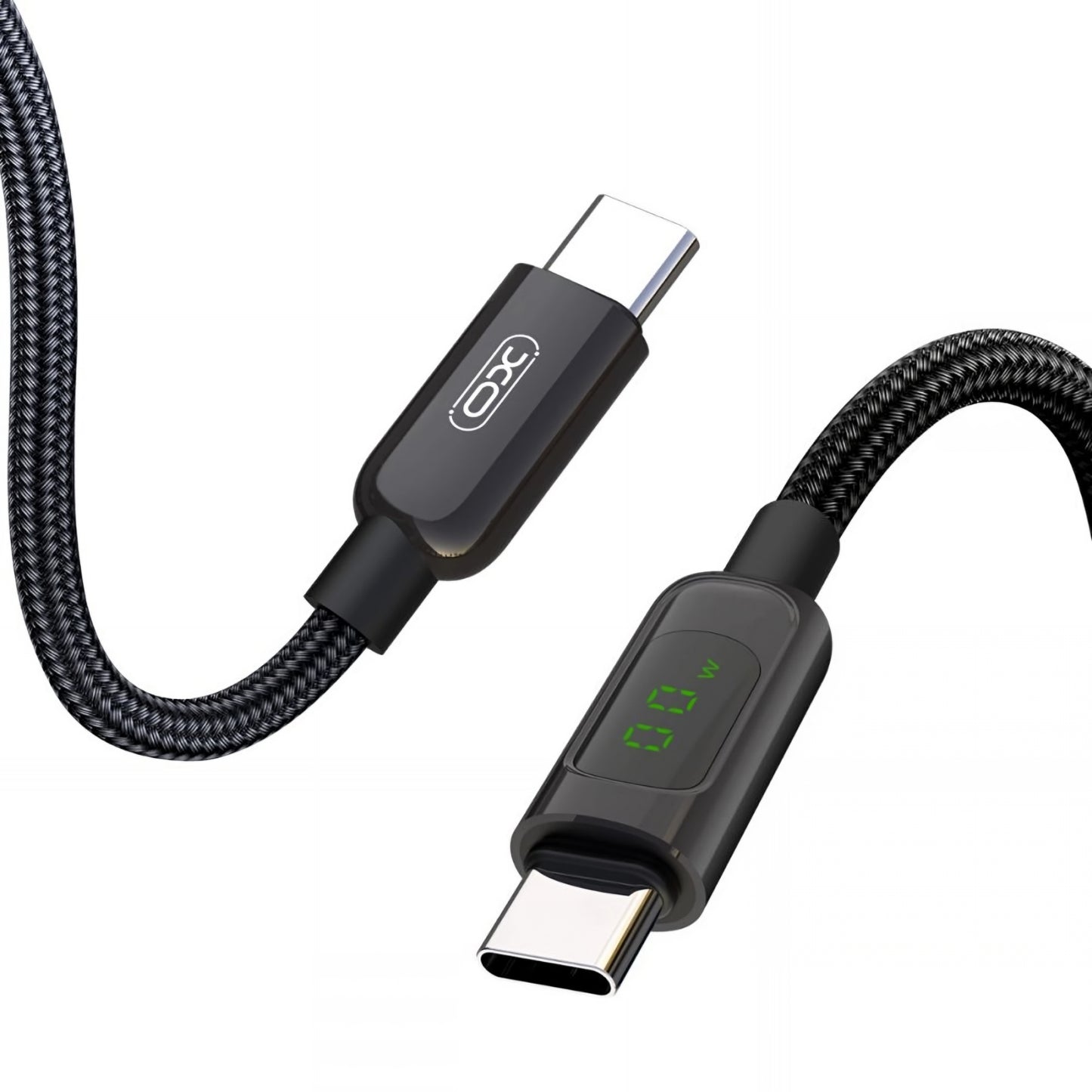 USB-C Daten- und Ladekabel - USB-C XO Design NB-Q203B Display, 60W, 1m, Schwarz