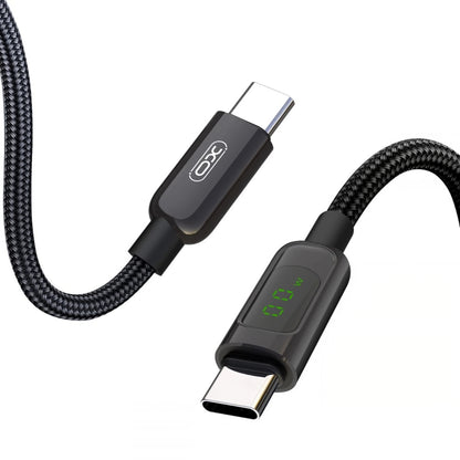 USB-C Daten- und Ladekabel - USB-C XO Design NB-Q203B Display, 60W, 1m, Schwarz