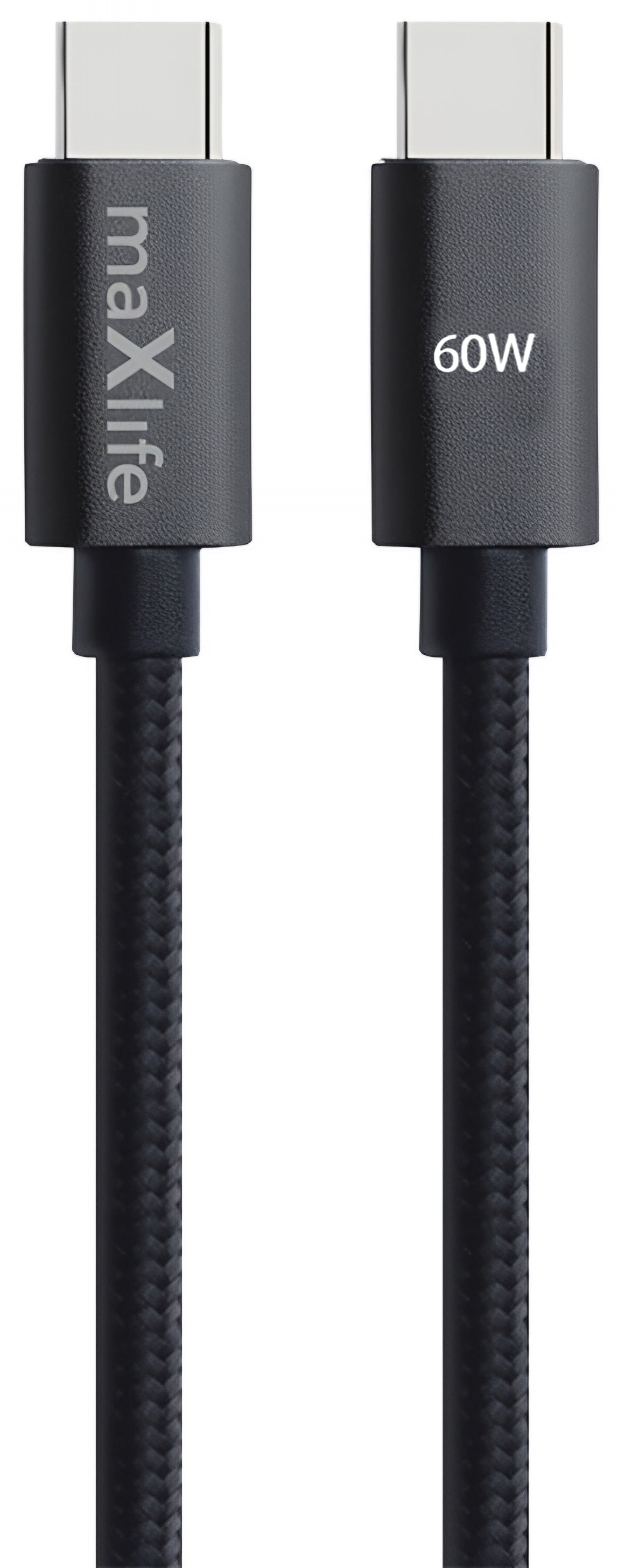 USB-C Daten- und Ladekabel - USB-C MaXlife MXUC-12, 60W, 2m, Schwarz