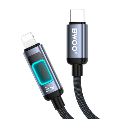 Daten- und Ladekabel USB-C - Lightning BWOO X324CL Display, 30W, 1m, Schwarz