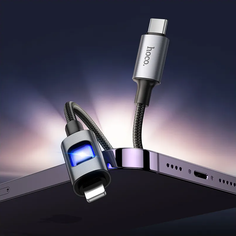 USB-C to Lightning Data and Charging Cable HOCO U144 Led, 27W, 1.2m, Black