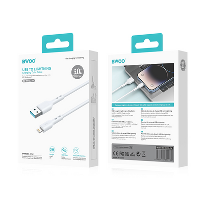 Daten- und Ladekabel USB-A - Lightning BWOO BO-X172L-2M, 15W, 2m, Weiß