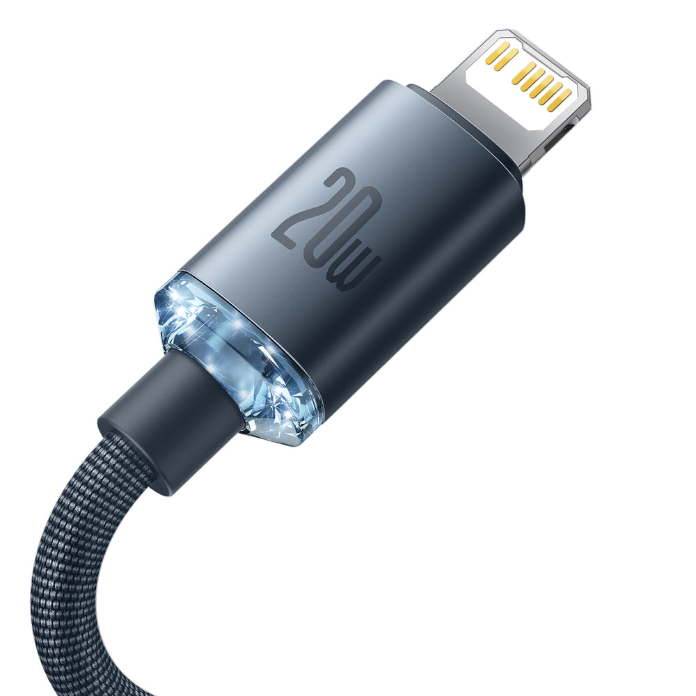 USB-C-Daten- und Ladekabel – Lightning Baseus Crystal Shine-Serie, 20 W, 1,2 m, Schwarz CAJY000201