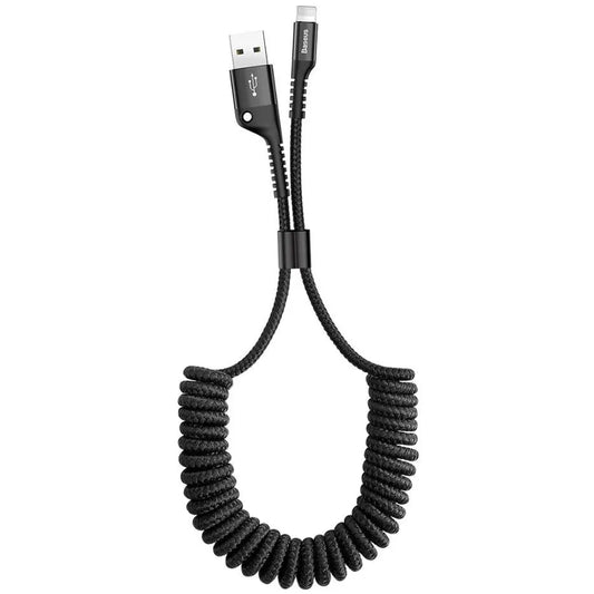 Daten- und Ladekabel USB-A – Lightning Baseus Fish Eye Spring, 18 W, 1 m, Schwarz CALSR-01