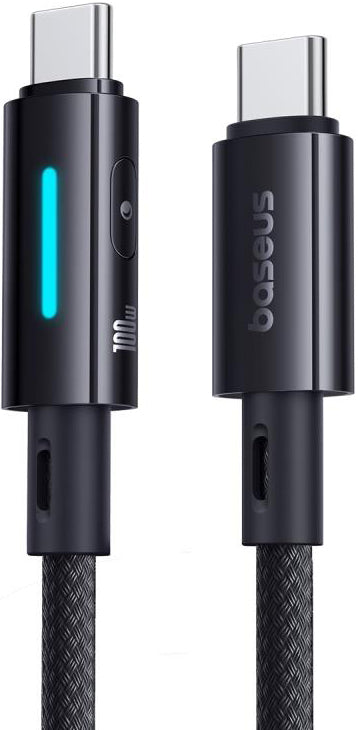 USB-C Daten- und Ladekabel - USB-C Baseus Lit Button Control, 100W, 2m, Schwarz P10379000121-01