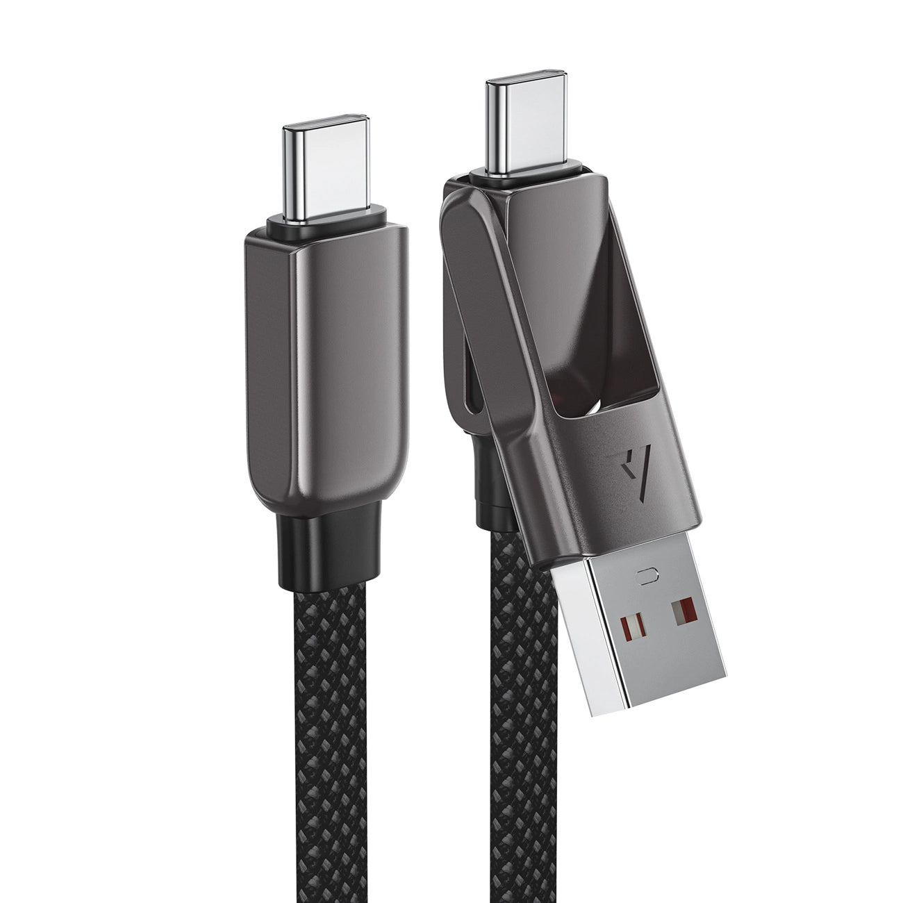 Daten- und Ladekabel USB-C - USB-A / USB-C Acefast C13-05, 60W, 0.2m, Schwarz