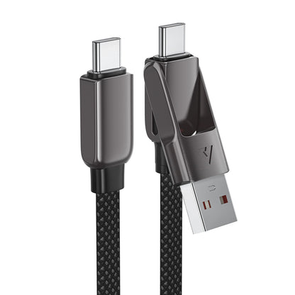 Daten- und Ladekabel USB-C - USB-A / USB-C Acefast C13-05, 60W, 0.2m, Schwarz