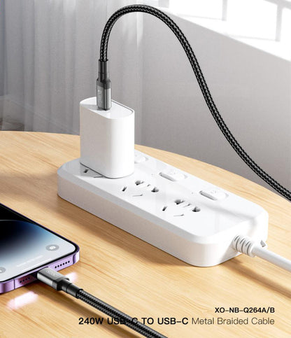 USB-C Daten- und Ladekabel - USB-C XO Design NB-Q264A, 240W, 1m, Schwarz