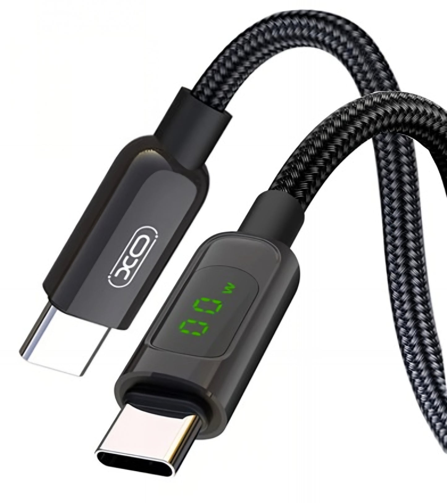 USB-C Daten- und Ladekabel - USB-C XO Design NB-Q203B Display, 60W, 1m, Schwarz