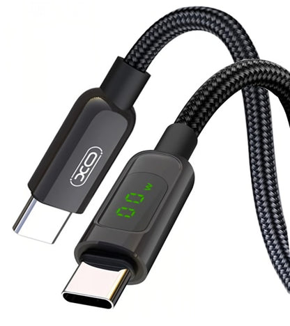 USB-C Daten- und Ladekabel - USB-C XO Design NB-Q203B Display, 60W, 1m, Schwarz