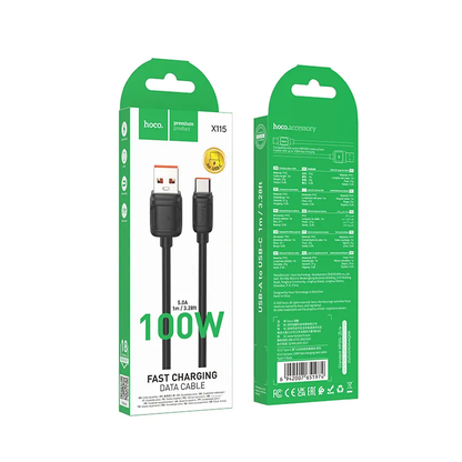 Daten- und Ladekabel USB-A - USB-C HOCO X115, 100W, 1m, Schwarz