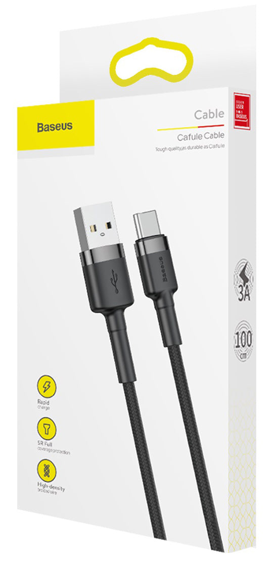 Daten- und Ladekabel USB-A - USB-C Baseus Coffee, 18 W, 1 m, Grau CATKLF-BG1